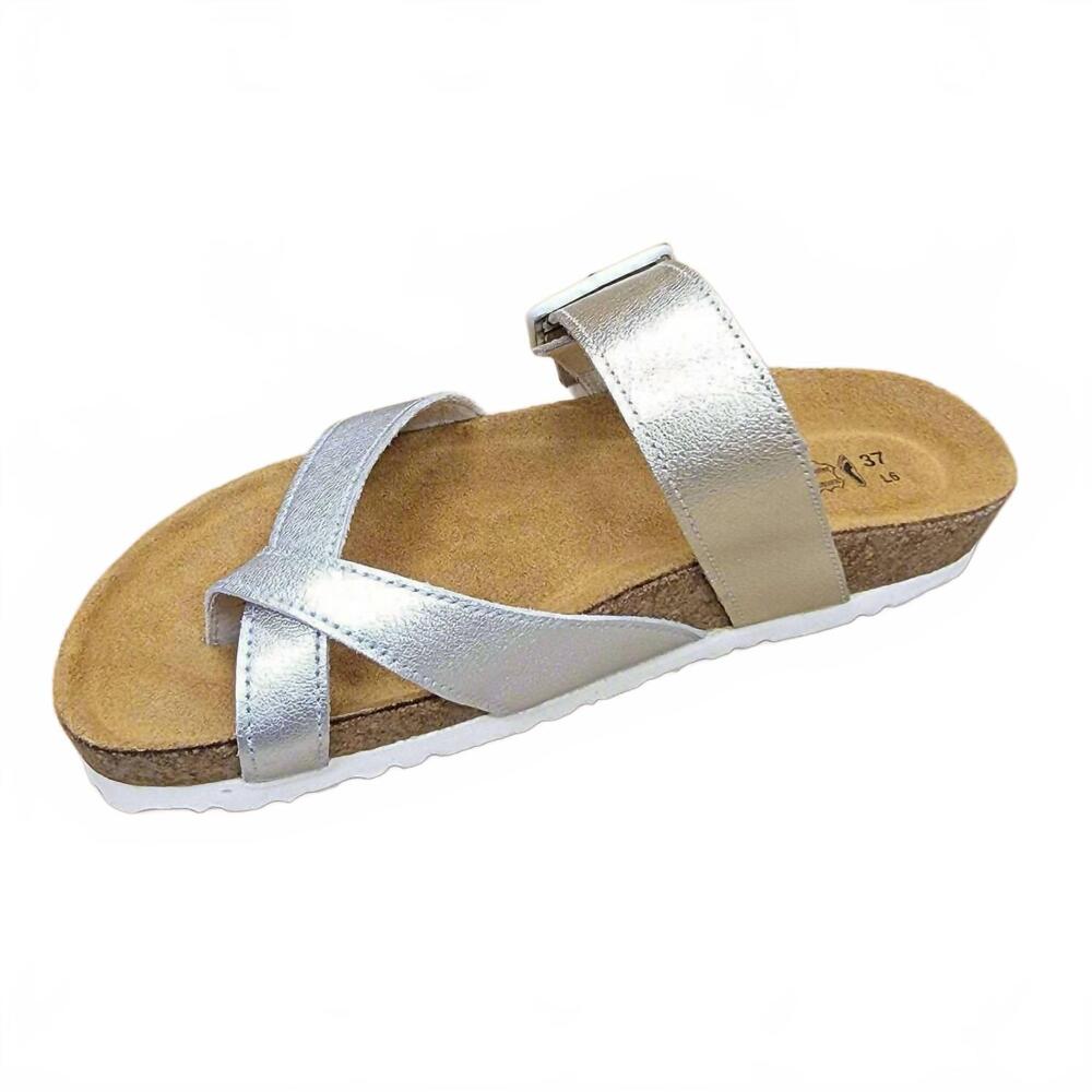 NEW YALEET women's fresno sandal in silver gold white qcd